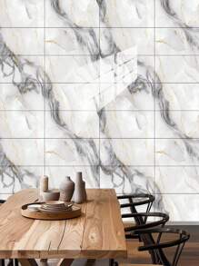 10 pegatinas adhesivas de vinilo de Salpicadero de PVC de mármol artificial autoadhesivo, pegatinas de pared autoadhesivas de corte DIY, resistentes al calor para salpicaderos de azulejos en paredes de baño y cocina, cocina, chimenea, lavadero, paredes de caravana, a prueba de agua, también para sala de estar, dormitorio y pared posterior de TV (5.9/7.87/11.8/15.7/11.4 X 22.4 pulgadas)