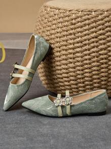 1 paio di scarpe da donna con punta affusolata e suola piatta, in morbida pelle per ufficio e lavoro, versatili mocassini casual slip-on, comode ballerine con tacco basso e tomaia bassa, adatte per il pendolarismo