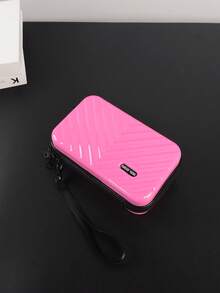 Mini Rhombus Pattern PVC Water-Resistant Hard Shell Shoulder Bag, Casual & Versatile For Men School Supplies - Hot Pink - View 10