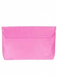 Girly Handbags Plain Faux Suede Envelope Clutch Bag - Hot Pink - View 4