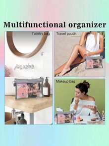 1 个网状化妆包，印有“我所有的医疗垃圾”卡通红十字图案和卡通药丸和药瓶图案，红色气垫收纳便携式收纳包，护肤包，宿舍用品，药品收纳包，浴室收纳，珠宝收纳，唇油和化妆品收纳包，学生宿舍洗漱包，旅行必需品，婚礼新娘礼物，母亲节礼物，生日礼物，送给朋友和老师的礼物