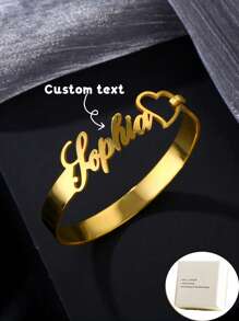 Custom Stainless Steel Bracelet With Personalized Tag, Letter, Heart Pendant Bracelet For Women, Wedding Gifts Valentine's Day, Christmas, White Day, Confession Gifts