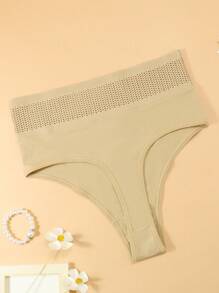 Set de 3 piezas de bragas de mujer de cintura alta, de alta calidad, cómodas y transpirables de algodón para el postparto con control de barriga, color albaricoque