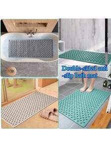 Tapis de bain antidérapant avec ventouses, tapis de douche à séchage rapide avec design à trous ronds, anneaux de massage, convient pour les salles de bain domestiques et d'hôtel, baignoires, gris, bleu ciel, essentiels de salle de bain d'hôtel | Tapis de bain de massage | Tapis de douche, tapis de salle de bain