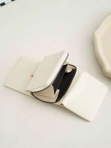 Purse Women's Wallet Small Wallet/Short Wallet Card Holder Zipper Wallet Zip Around Wallet Multi Layer Trifold With Card Slot For Credit Card/ ID Card/ Money/ Cash/Passport Multifunction Birthday Gifts Teacher Gifts Travel Classic Minimalist Casual For Lady For College Students Portable Multifunction - White - View 3