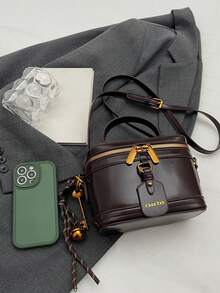Bolso de mano de cuero sintético con diseño de nicho y vanguardista, bolso bandolera de estilo vintage exquisito, adecuado para ir al trabajo y citas - Burdeos - Ver 12