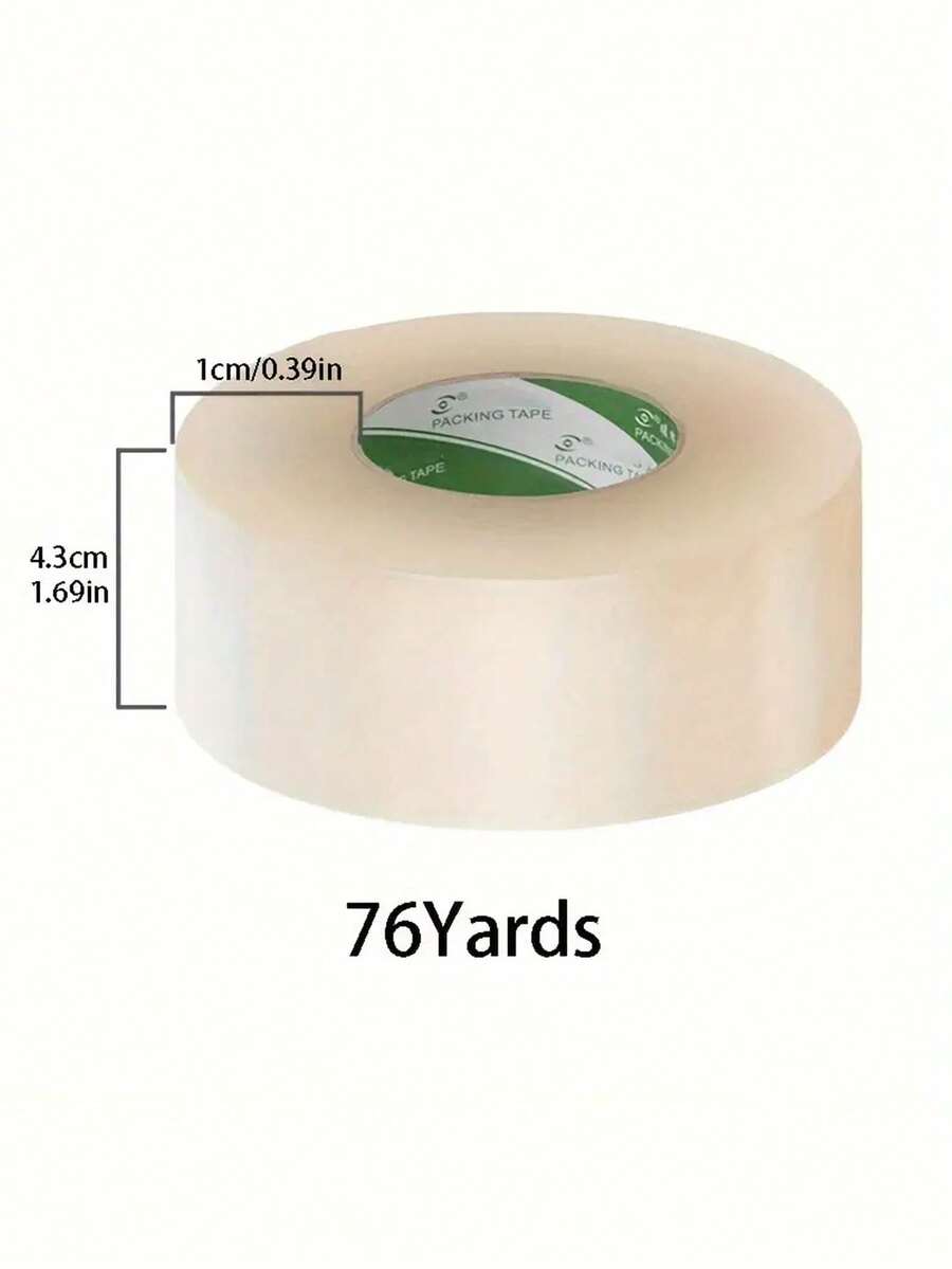 1/2 Roll 76 Yard Packaging Tape, 1 Roll Tape With Tape Dispenser, Heavy Duty Clear Tape - Waterproof, Strong Seal Packaging And Shipping - Polypropylene Carton Sealing Tape For Home, Office, Commercial Use, Clear And Multi-Purpose, Suitable For Office, Home And School Shipping.
