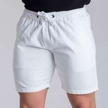 Men's Twill Shorts Simple Casual Fabric Pocket Drawstring Bermuda Shorts - White - View 2