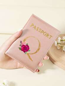 1 件 A-Z 26 个字母时尚字母印花时尚勃艮第护照夹，高品质 PU 皮革护照钱包，带卡槽，可存放信用卡、登机牌和身份证，紧凑型旅行必需品整理器，适合女性、男性和学生 - 酒紅色 - 查看 80