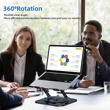 Laptop Stand With 360° Rotating Base, Foldable Adjustable Computer Holder, Ergonomic Design Compatible With Pro,  XPS, HP,  More 10-17" (A-Silver) - 黑色 - 查看 2