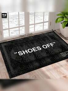 Plush Letter Design, Black & White, Suitable For Kitchen/Living Room, Bedroom Or Study, Study Pad | Bold Contrast Design | Plush Polyester Pad - Multicolor - View 3