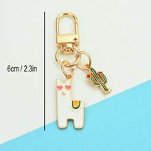 1 pièce Mignonne porte-clés Alpaga Cactus Dessin Animé œil d'Amour, Porte-clés Pendant Alpaga Cactus DIY Adorable, Porte-clés Polyvalent, Charm de Téléphone, Cadeau Idéal pour Vacances, Accessoires de Voiture, Charm de Sac à Dos pour l'École