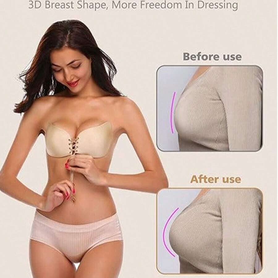 Shaping Adhesive Bra, Backless, Strapless Bra. Strong Chest Support, Hidden Lift Bra - Multicolor - View 1