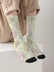 CARE BEARS 1 双爱心熊主题女袜，360 度数码印花愤怒熊、欢呼熊、许愿熊、心形欢呼熊图案，长袜适合日常穿着、节日、生日、礼物和其他场合 - 彩色 - 查看 7