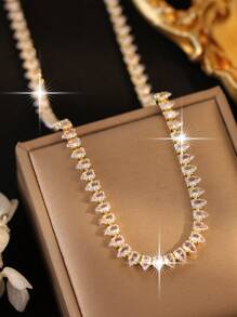 3pcs/Set Fashionable Luxury Water-Drop Cubic Zirconia Women Earrings Necklace Jewelry Sets For Wedding Party Daily Wear