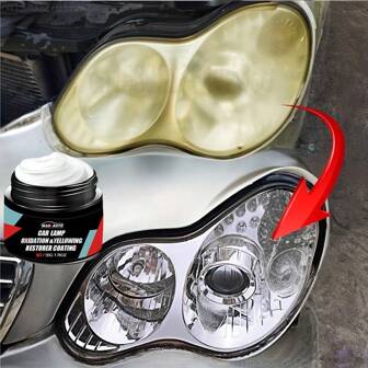 Kit de pulido de restauración de faros de automóvil - Agente de reacondicionamiento para el tratamiento de oxidación, amarillamiento, arañazos y opacidad de los faros, con recubrimiento con cristal