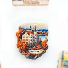 1pc Resin Refrigerator Magnet, Poland, Austria, Czech Landmarks Of Krakow, Hallstatt, Prague, Travel Souvenir, Home Decor Magnets For Bedroom, Kitchen, Wall, Creative Gift