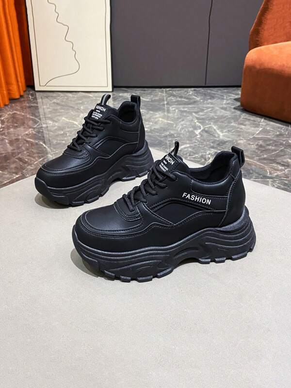 Petite Women's Sneakers, Black/White Business Casual Sports Shoes. Invisible Height Increase, Doesn't Fatigue Feet. 8cm Internal Height Increase, Cushioned Insoles, Suitable For Running And Casual Wear