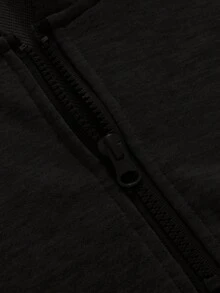 Men Spring & Autumn Hooded Half Zip Sweatshirt, Thick Casual Loose Versatile Pullover, Long Sleeve Top - Black - View 10