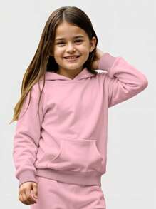 Kit Com 2 Moletom Canguru Infantil Sem Estampa Liso Meninas
