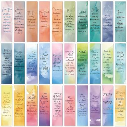 30pcs Bible Scripture Bookmarks - Christian Religious Scripture Citation Paper Bookmarks - Colorful Mixed Gift Set, Suitable For Readers, Churches, And Bibles,Back To School