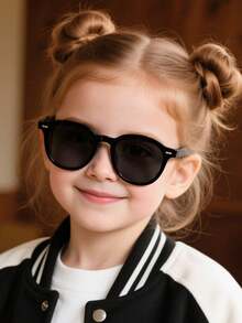 1 件装 4-8 岁男孩女孩亚克力休闲小方框黑色时尚眼镜，适合节日出游和日常装扮