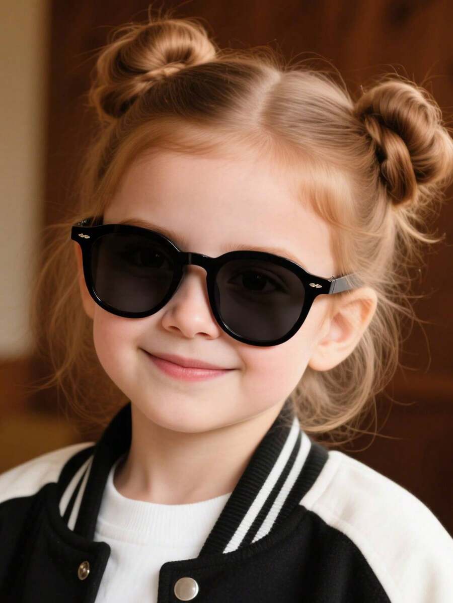 1 件装 4-8 岁男孩女孩亚克力休闲小方框黑色时尚眼镜，适合节日出游和日常装扮