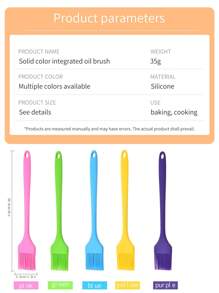 1PC/8 Inches Silicone Food Oil Brush, Extended Handle With One-Piece Molding,High Temperature Resistance Baking And Cooking Tools,Multiple Colors Available,Baking Supplies