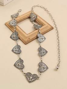 Silver Heart Abstract Ox Head Waist Chain - Silver - View 7