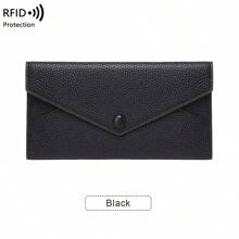 Neue RFID-diebstahlsichere Bürstenstruktur Damen Geldbörse mit Lychee-Muster aus weichem Leder, langes Kuvert-Design, ultraschlicht, Clutch-Tasche für Frauen, Geldbeutel, Geldbörse für Herren, Mini-Geldbörse