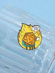 1PC This Is Fine Enamel Pin Cool Adventure RPG Game Dice Metal Brooches Lapel Backpack Badge Fashion Jewelry Gifts For Fans Friends - Multicolor - View 3