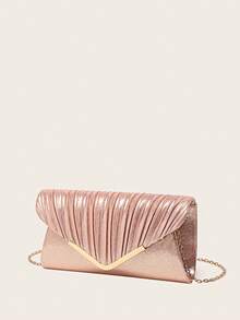 女士钻石首饰闪耀奢华水钻首饰套装闪亮项链耳环手链套装个性V型金属五金翻盖包 - 香檳色 - 查看 8