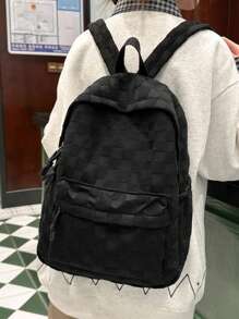 Fashion Women's Backpack With Patchwork Plaid Pattern, Sold With Accessories, School Backpack