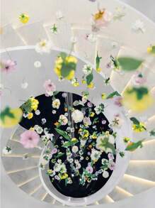 21pcs DIY Hanging Flower Garland With Fishline - 20pcs Polyester Artificial Flowers, Random Color Floating Petals, Spring Decorative Petal Rainfall Scene, For Weddings And Engagements, Wedding Decoration | Vibrant Flower Garland | Artificial Flowers, Flower Decorations