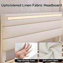 Upholstered Panel Storage Bed With Bed End Storage Cabinet, LED Light, Charging Station, No Box Spring Needed - 查看 4
