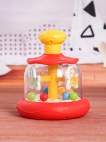 1 pieza Juguete de carrusel de animales de madera con sistema de pulsación y giro para bebés, diseño colorido para atraer al bebé, juguete educativo temprano interesante, adecuado para niños, niñas, Pascua, cumpleaños, regalo de Navidad
