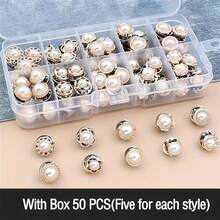 50 chiếc cúc ngọc trai trắng các loại, cúc may cổ điển, dùng cho đồ thủ công, quần áo, váy cưới và các dự án tự làm - Nhiều màu - Xem 15