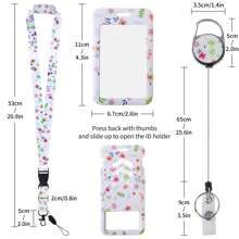 Flower ID Badge Holder With Breakaway Lanyard, Retractable Badge Reel,Work Name Tag Breakaway Lanyard ID Card Protector,School Supplies,Back To School
