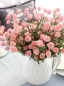 1枝玫瑰花，PE材质小玫瑰，人造花，玫瑰花束，假植物。适用于家居装饰、房间装饰、派对装饰、餐桌装饰、花园装饰和婚礼装饰。也可用于母亲节、情人节和毕业典礼的装饰。礼物。 - 粉色 - 查看 2