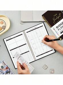 BUBU 1pc Monthly Budget Planner Notebook - With Expense Tracker, Undated Bill Organizer And Financial Planner, Help You Take Control Of Your Finances, Accounting Book, School Supplies, Back To School Essential - Black - View 5
