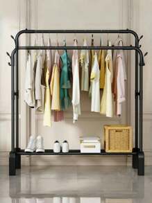 Freestanding Hanger Double Pole Multi-Functional Bedroom Clothing Rack,Metal Clothes Hanger Organizer And Black Clothes Stand With Wheelsbedroom,Organizer,Organiser,Home Storage,White T Shirt Women,Black Pants Women,Ladies Winter Clothes,Dress,Winter Clothes For Ladies,Elegant Woman Dresses,White Shirt For Ladies,Long Sleeve,White Jumpsuit For Women,Spring Dresses For Women,Spring Outfits For Women,Spring,Spring Clothes,Minimalist,Summer Tops