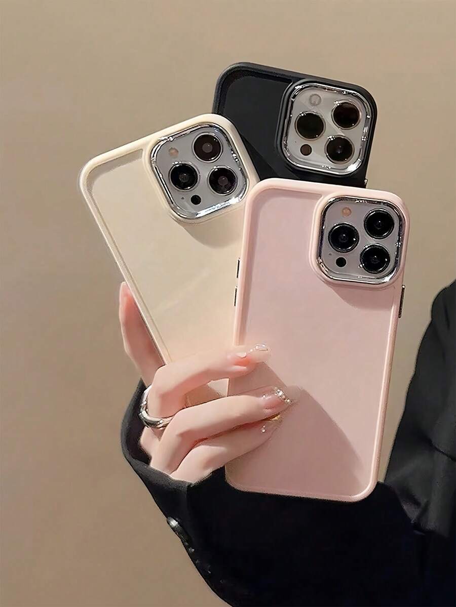 Alloy Solid Color Material 3pcs Plain Stylish Anti-Drop Phone Cases Compatible With Apple 16, 15, 14, 13, 12, 11 Pro Max Waterproof Shockproof Scratch Resistant Spring Gift - Multicolor - View 1
