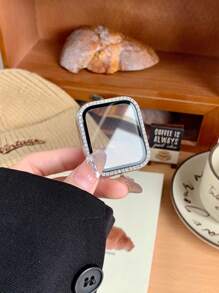 1pc Starlight Color Men Women Shiny Rhinestone Decor Fashionable Glamorous Anti-Fall 2 In 1 Ultra-Thin Tempered Glass Screen Protector Watch Case, Compatible With Apple Watch Case 38/40/41/42/44/45/46/49Mm, For Apple Watch Series Ultra/SE/11/10/9/8/7/6/5/4/3/2/1, Intelligent Watch Case Accessories