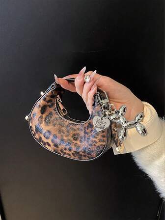2 bolsos de mano mini con estampado de leopardo, bolsos de estilo vintage con colgante de perro globo, bolsos de mano pequeños con estampado de leopardo para mujeres, bolsos con forma de media luna de moda, bolsos de alta calidad, monederos con estampado de leopardo para mujeres, bolsos decorativos de moda casual para uso diario, viajes y regalos, bolsos de mujer con colgante de perro globo, adecuados para citas, viajes, turismo, regalos para la novia para expresar amor, compras diarias y ocio, regalos de vacaciones, carteras con estampado de leopardo de moda para otoño/invierno, nuevos bolsos de mujer con estampado de tigre para otoño/invierno