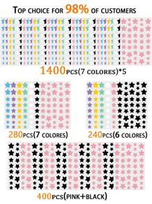 2000/1400/1120/400/240 Pcs Star Stickers, Halloween & Christmas Decoration Stickers, Colorful Five-Pointed Star Stickers For Party, Holiday Photo Decoration, Face Decor Stickers (1 Sheet Per Color), For Decoration Only (Not For Makeup)560/280/160/80/40pcs,Makeup,Cheap,Room Decor,Vanity,Travel,Bedroom,Makeup Accessories