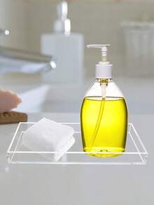 1 件矩形亚克力浴室柜台透明台面托盘，适用于配件、蜡烛、牙刷存储、香水、护肤品存储托盘 - 彩色 - 查看 6