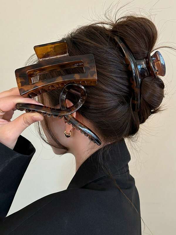 3pcs/Set Women 4.53in Leopard Print Glossy Square Flat Hair Clips, Fashionable, Elegant, Minimalist Styles, Suitable For Daily, Casual, Party, Commuting, Travel, Hair Styling, Makeup, Matching Outfits Hair Claws Claw Clips Hair Jaw Clip Hair Clamps Hair Clutch Hair Catcher Clip Fall Winter Hair Accessories For Women For Vacation Outfits Woman