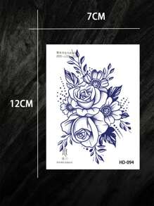 Adesivos de tatuagem temporária de ervas, design de flor de rosa à prova d'água e de suor, tatuagem corporal semipermanente de 2 semanas, tatuagem falsa descartável de flor de rosa moderna e sexy, adequada para homens e mulheres, pode cobrir cicatrizes, pode ser usada na perna, costas, peito, cintura, tornozelo, braço e clavícula, dura de 7 a 14 dias