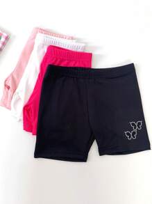 4 Pcs Kids Butterfly Rhinestone Pattern Milk Silk Material Versatile Shorts