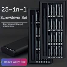 25-Piece Precision Screwdriver Set, Multi-Functional Repair Tool, Suitable For Disassembling Mobile Phones And Tablets, Made Of Durable Plastic, Non-Rechargeable - Includes Different Screwdriver Bits.